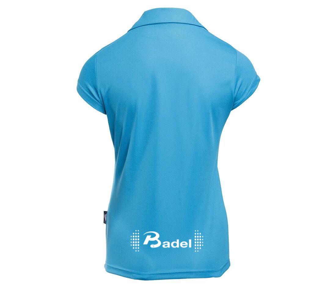 Blauw polo vrouw achterkant