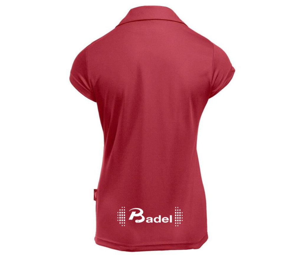 Rood polo vrouw achterkant