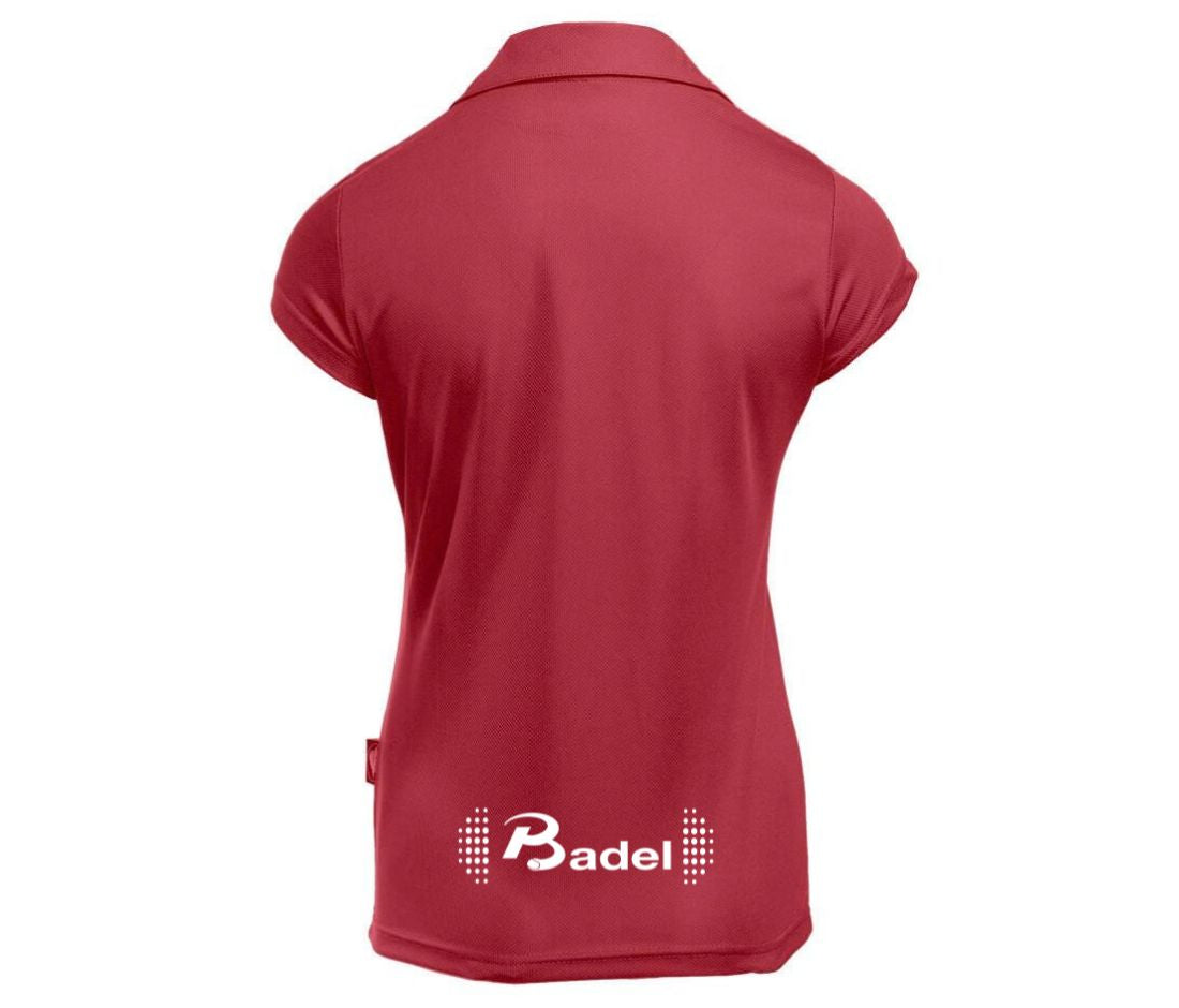 Rood polo vrouw achterkant